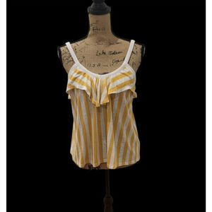 Old navy mustard white striped tank top, size small